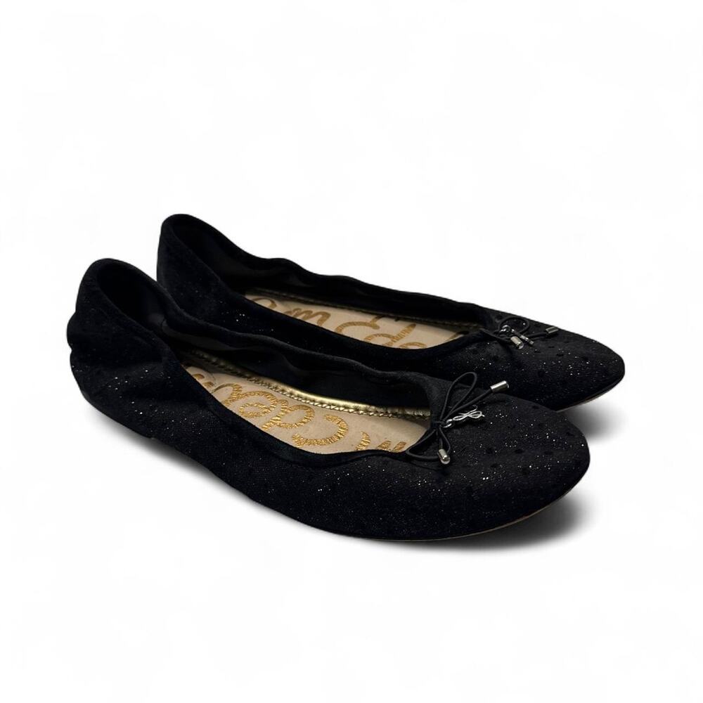 Sam Edelman Black glitter ballet flats with bow detail size 8 1/2 nyc girl